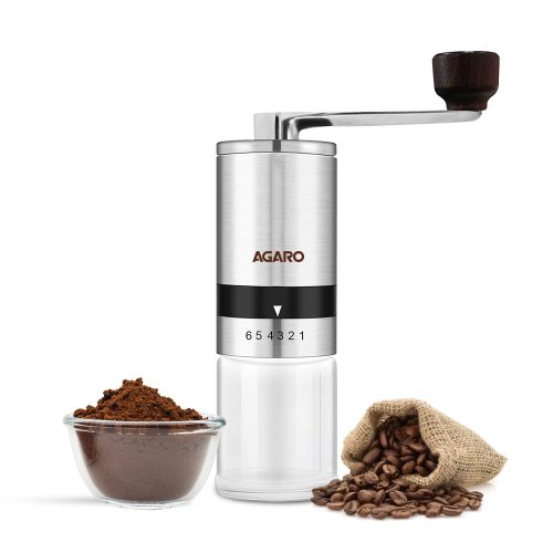 AGARO Elite Manual Coffee Grinder, Ceramic Grinder with Glass jar